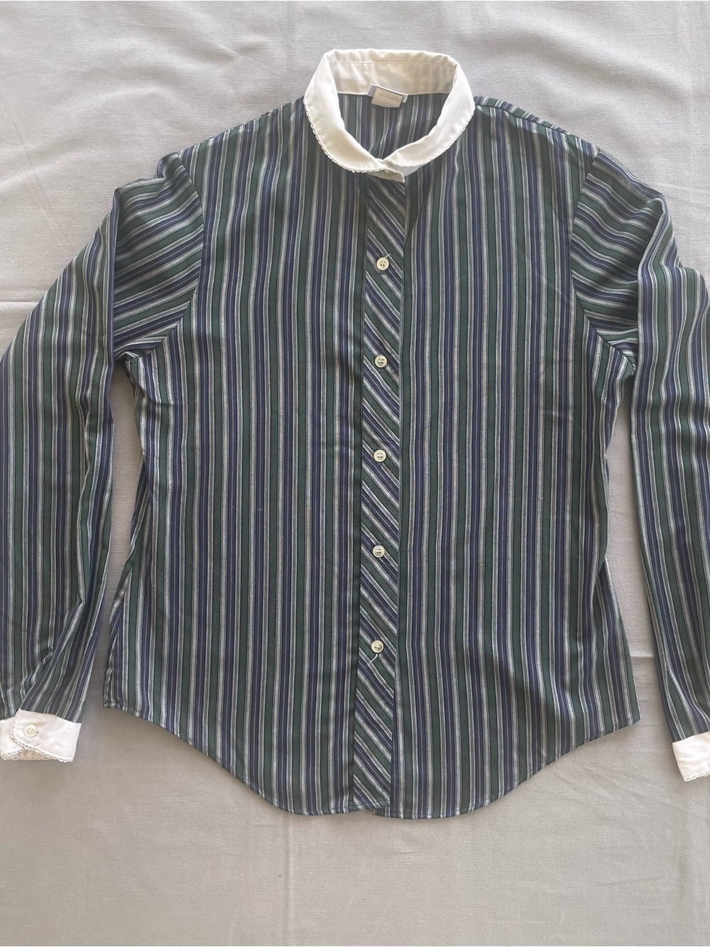 Vintage Western Peter Pan Collar Button Up Women’s Long Sleeve Shirt Sz S Plaid